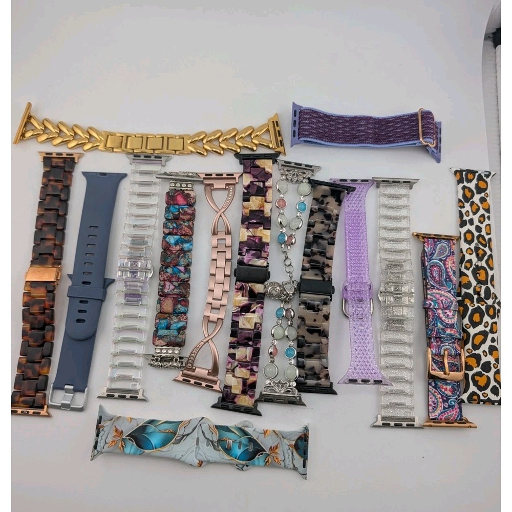 Apple Watch Band Lot of 15 - Beaded, Link, Nylon, Leather Bands 38/40/41MM
